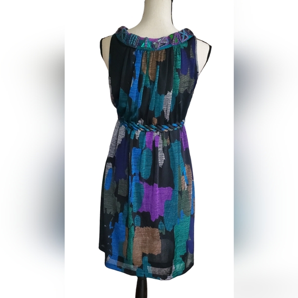 Anthropologie Ranna Gill Multi Color Beaded Braided Belt Dress XS - Picture 4 of 8